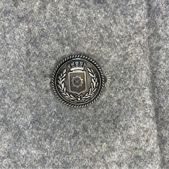 French Connection Charcoal Faux Fur Collared Double-Breasted Wool Blend Pea Coat - Picture 7 of 16